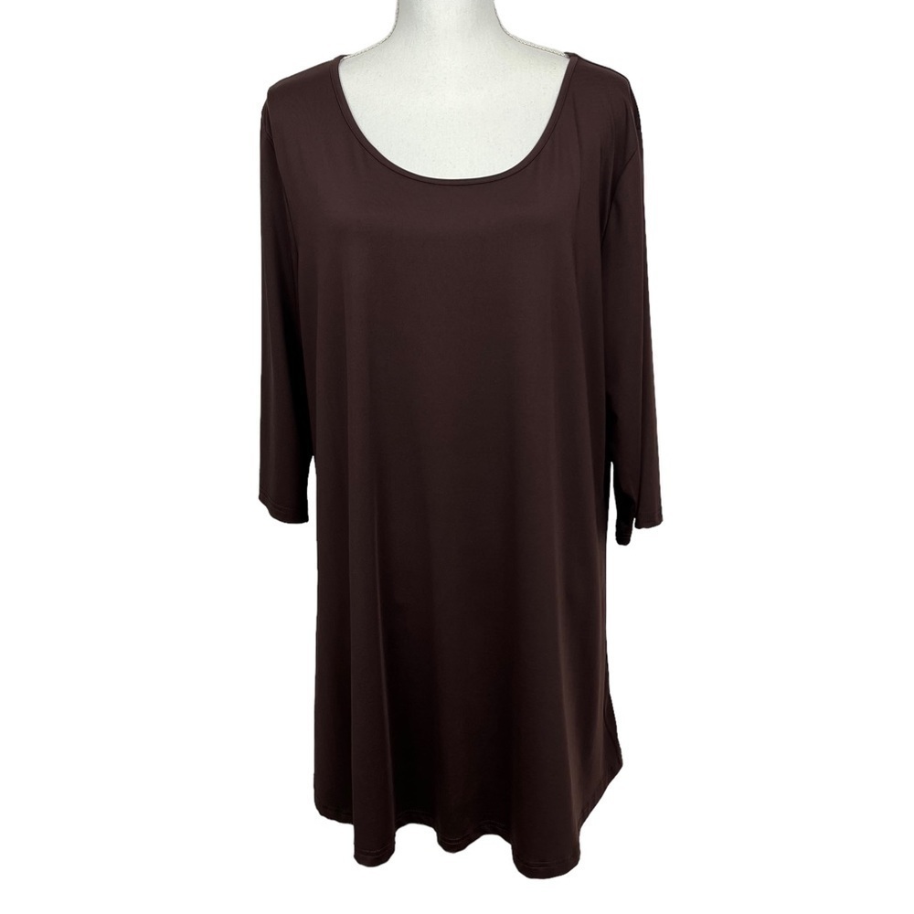 AZALEA by Firmiana Women’s Pullover Tunic Top Sz 2X Color Brown 3/4 Sleeves